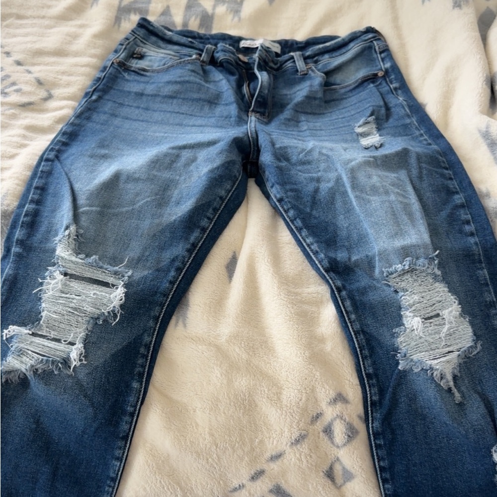KanCan Distressed Dark Blue Boyfriend Jeans